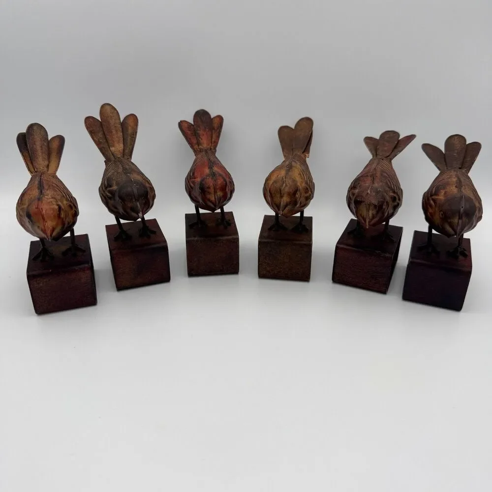 Rustic Bird Metal Napkin Rings Set of 6 - Farmhouse Table Decor Z Gallerie